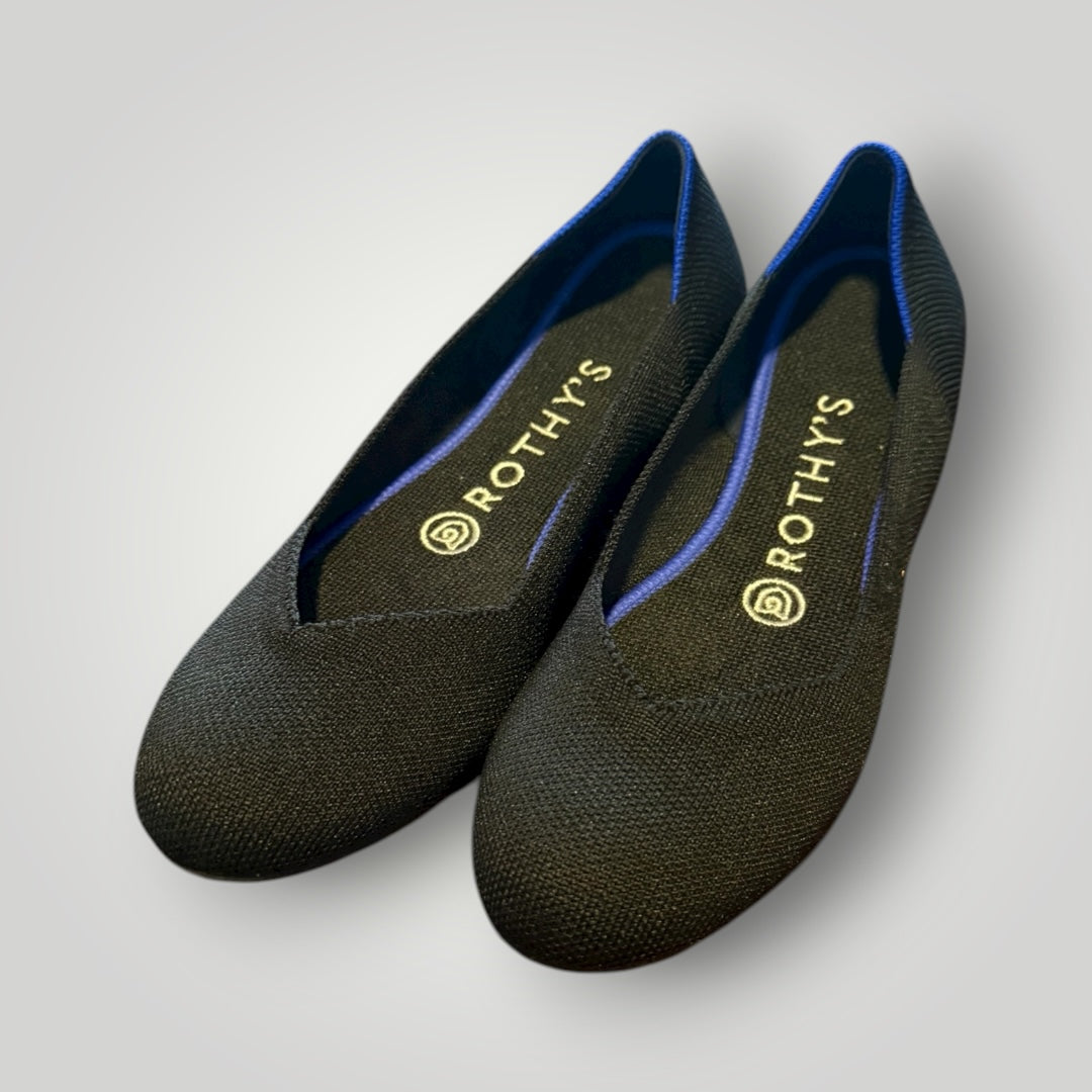 Rothy’s Black Knit Pointed Toe Flats Size 6